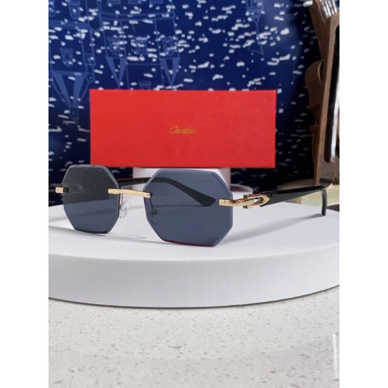 Cartier Gold-Tone Rimless Sunglasses with Octagonal Lenses